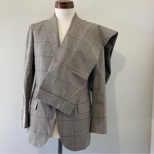 UNITED ARROWS men’s brown windowpane check flannel suit, JP 44 (US 34S)